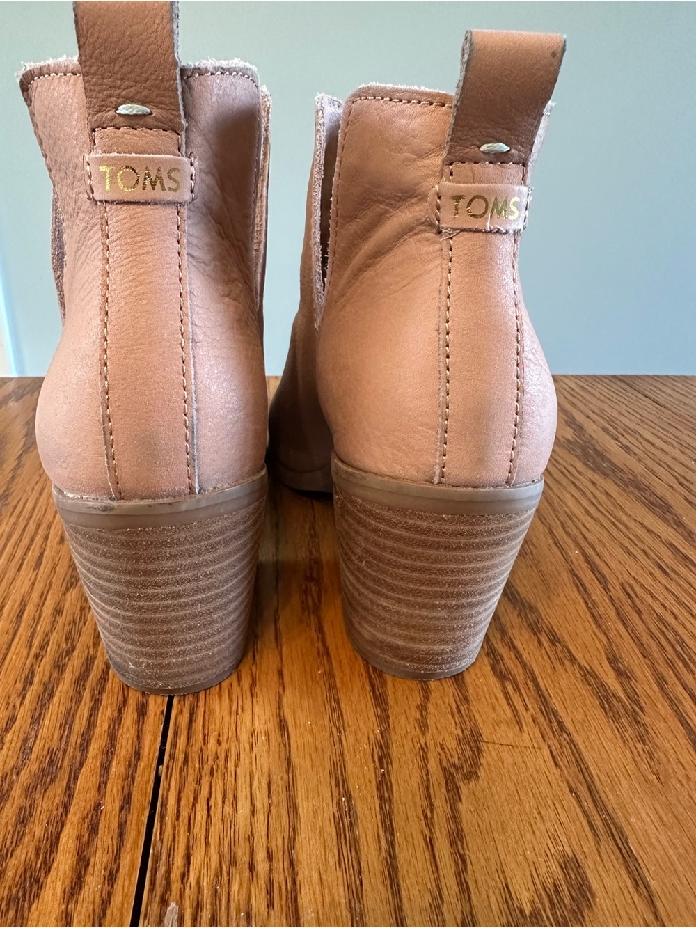 Toms Womens Blush/light tan Leather Everly Ankle Booties - Stylish Slip-On Hee - Picture 3 of 9